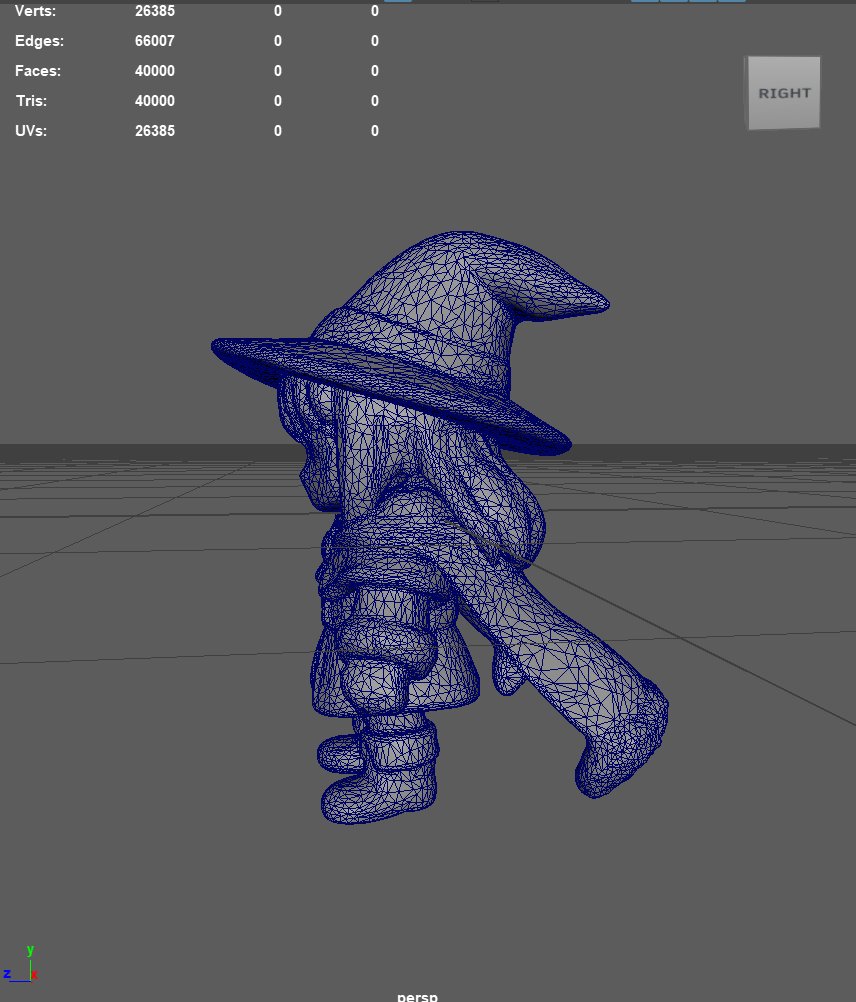 Mayaでのワイヤーフレーム表示（右面）