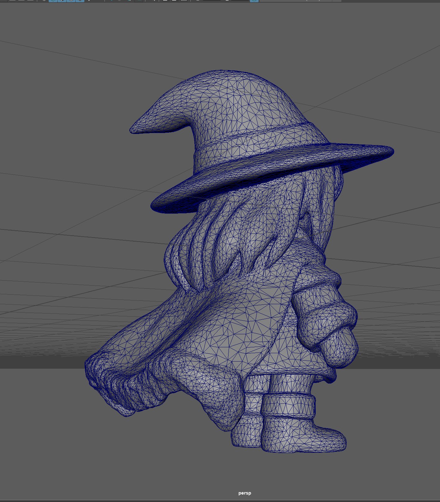 Mayaでのワイヤーフレーム表示（統計情報付き）
