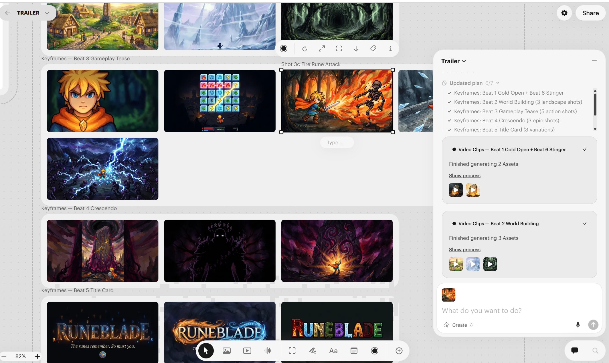 Luma Agentsが生成したキーフレーム、動画クリップ、タイトルカード