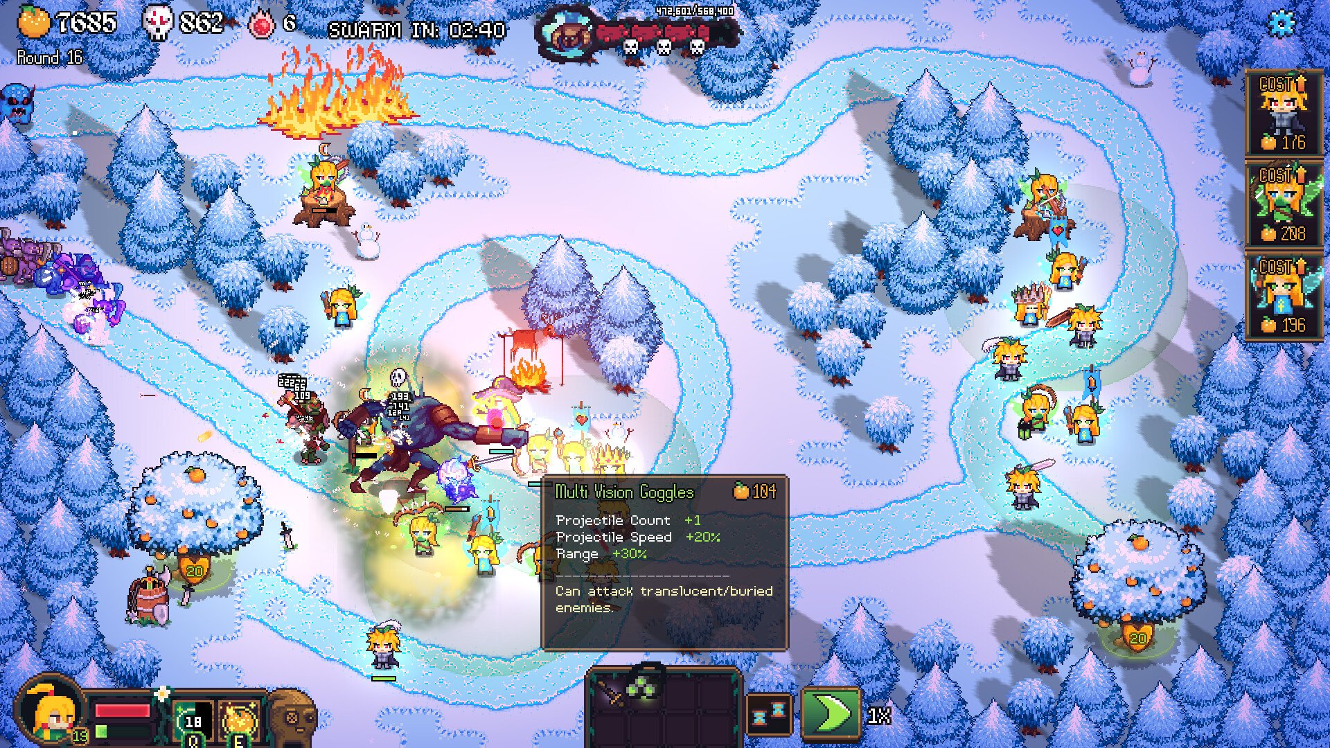 Tangy TD 戦闘シーン - タワーを配置して敵の波を迎え撃つ