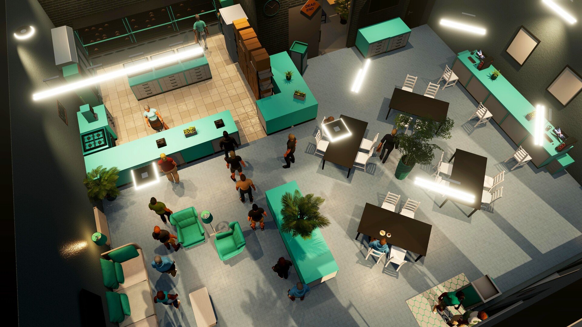 Big Ambitions — カフェに客が集まっている店内シーン